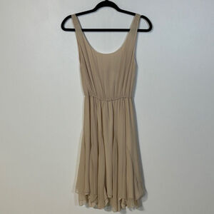 Alice + Olivia Meadow Pleated Shirt Tank Dress Beige Women’s Small Silk